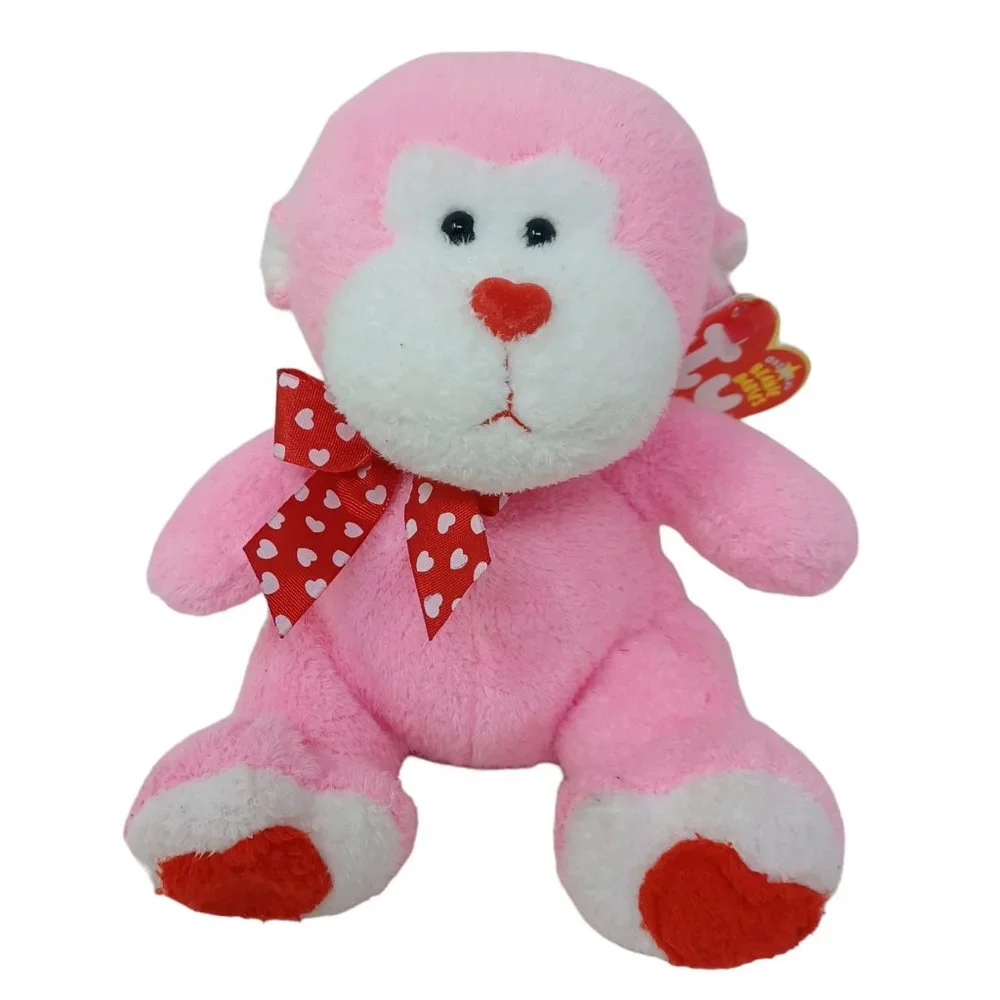 Ty Junglelove Monkey Red White Red Retired Beanie Baby Stuffed Animal‎ Plush 8